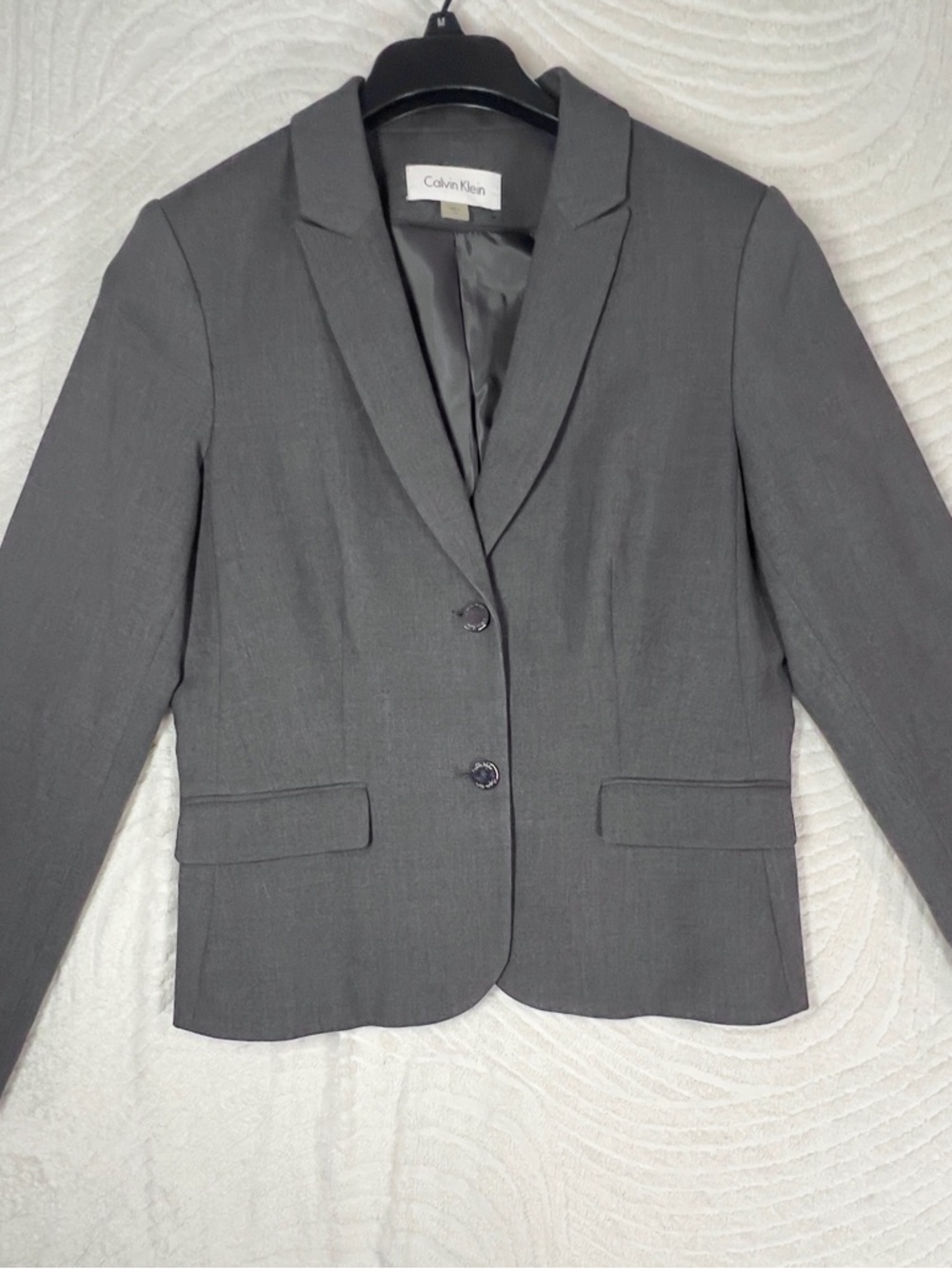 Calvin Klein Charcoal Gray Women's Two-Button Blazer